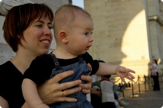 Arc de Triomphe in Paris with Baby