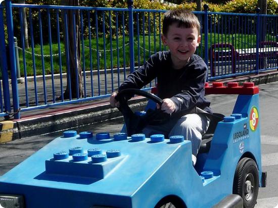 Driving a car at LEGOLAND's "driving school"