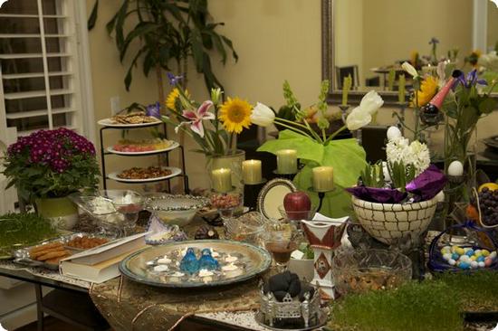 "Haft Sin" table filled with beautiful Persian New Years (No Ruz) treats