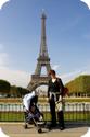 Mom, Baby and Stroller at the Eiffel Tower