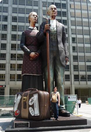 God Bless America Statue by J. Steward Johnson in Chicago's Pioneer Court