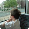 E enjoying a ride on the Tacoma Light Rail