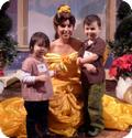 E and D meet Belle for the first time at a Disney Mom Blogger's Event