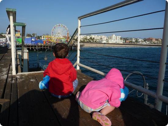 Watching birds and people fishing on the Santa Monica Pier