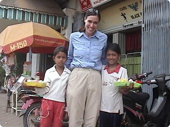 Street kids selling flowers in Phnom Penh, Cambodia