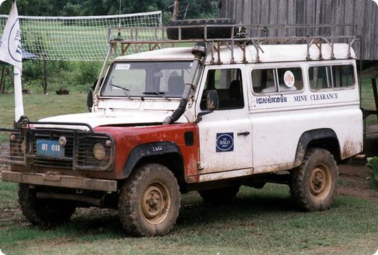 Demining vehicle in Bang Melay, Cambodia