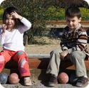 E and D hang out on the Ceja Winery Bocce Ball court while we taste the wine