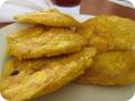 Tostones (squished, fried plantains) are a typical Puerto Rican side dish