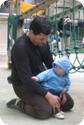 Everest hangs out in a Paris Playground