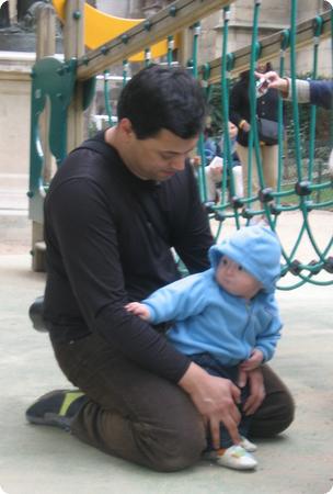 Everest hangs out in a Paris Playground