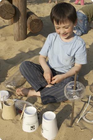 Everest makes his own pirate ship out of "found objects"