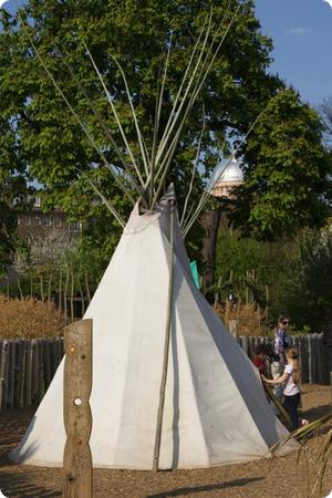 Teepees inside Princess Diana Memorial Playground