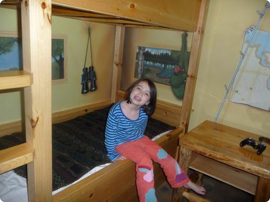 Darya in a bunk bed at Great Wolf Lodge