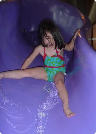 Darya enjoys a waterslide at Great Wolf Lodge in Grand Mound, WA