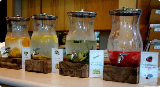 I loved this selection of flavored water poolside at the Four Seasons Vancouver