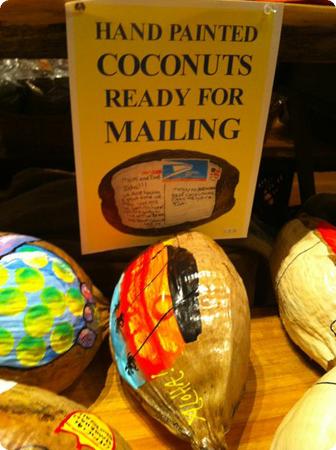 Handpainted coconuts for sale at the Honua Kai Maui hotel