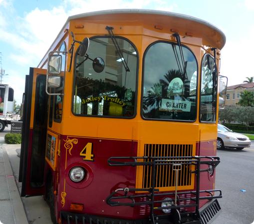 The Jolly Trolly is an easy and expensive way to get around Clearwater Beach with Kids