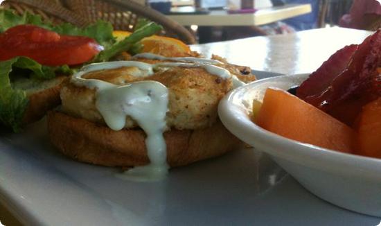 Crabcake sandwich at the Clear Sky Cafe in Clearwater Beach