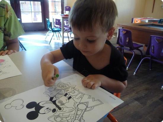 Eilan works on a coloring sheet during Disney Junior Aloha hour at the Aulani Resort