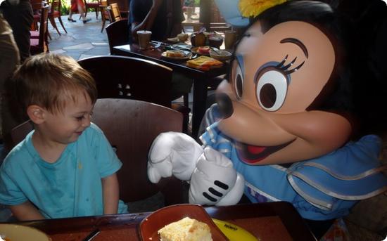 Minnie Mouse stops by our table at Aunty's Breakfast Celebration at the Makahiki