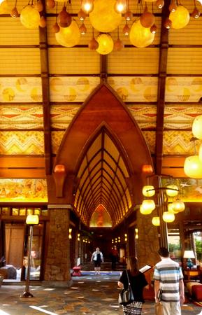 The Aulani lobby is filled with Hawaiian materials, folklore and symbolism - and there's not a Mickey Mouse in sight