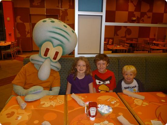 Squidward joins the kids at the Nickelodeon Suites' Character Breakfast