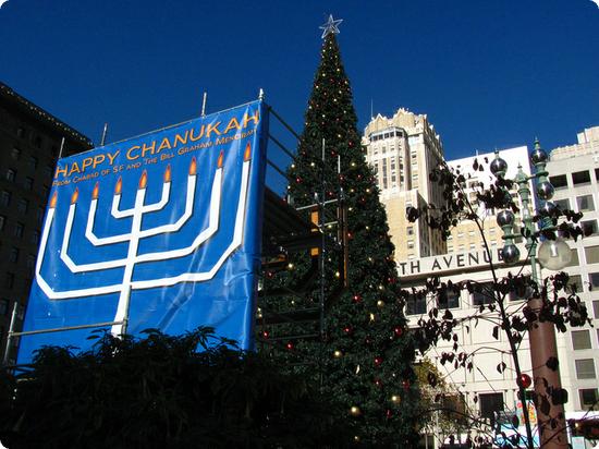 Hanukkah Menorah in San Francisco's Union Square