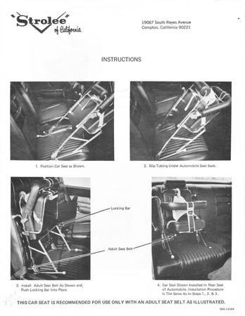 Strolee of California Car Seat Instructions