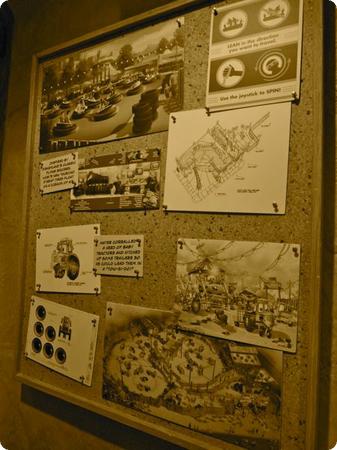 Pinboard of design concepts for Luigi's Flying Tires