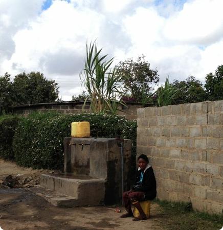 Shared water tap in Lusaka's Garden Compound