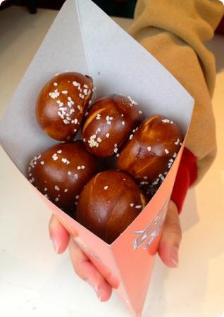 Pretzel bites served in a cone (of course) at the Cozy Cones in Cars Land