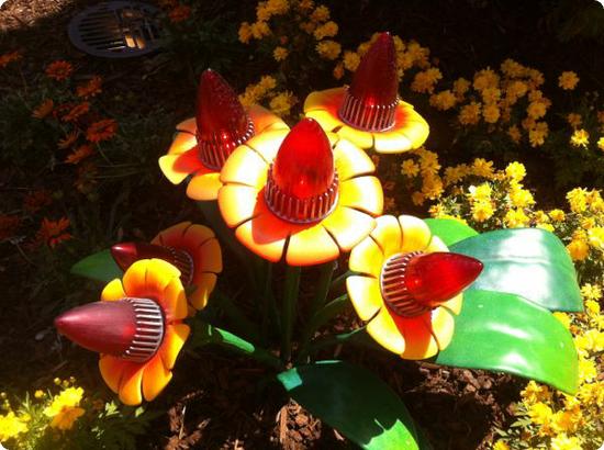 These flowers look as if they're made from old taillights