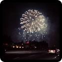 Fireworks over the 5 freeway at Disneyland