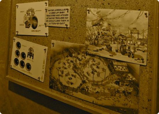 Concept sketches for Mater's Junkyard Jamboree