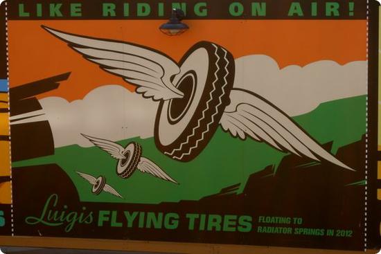 This sign for Luigi's Flying Tires used to hide Cars Land before the Grand Opening