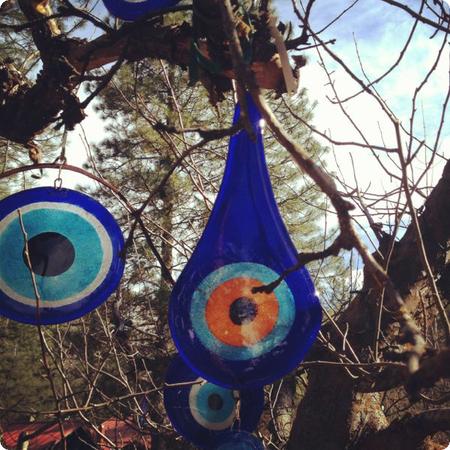 Turkish Evil Eye amulets at the Sleeping Lady Resort in Leavenworth