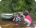 The kids check out a lake on Oregon's Mt Hood