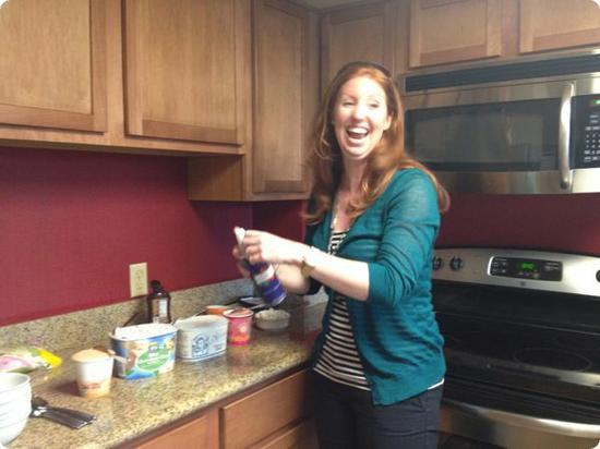 We used our kitchen for an ice cream party, but I hear you can make healthy food here too