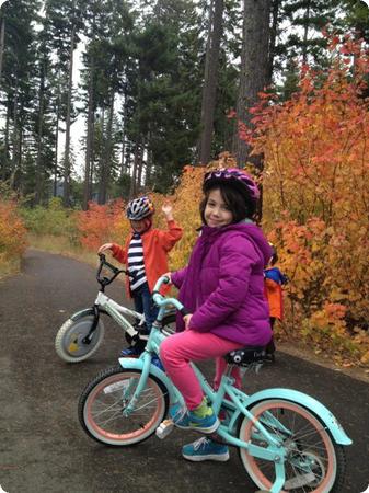 Riding bikes is fun for the kids, but it's also a great way for me to squeeze in a quiet walk