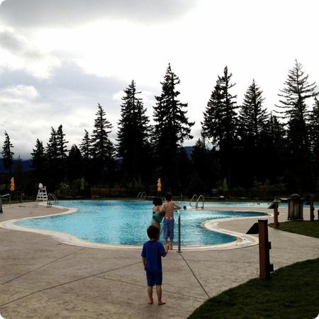 The outdoor pool looks lovely, but the fall weather was way too cold for a dip