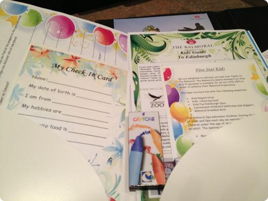 Here's the activity pack my kids were given when they checked in at the Balmoral Hotel